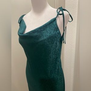 green emerald velvet dress 1950's Green Slip Dress with Cream Lace  Eveliina Vintage